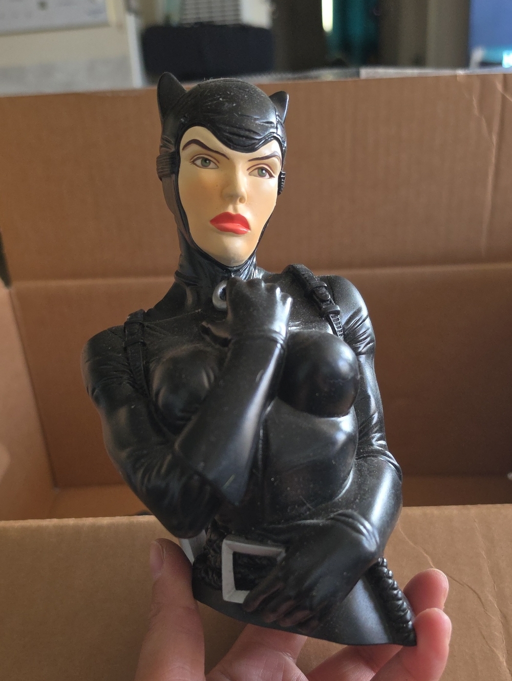Black Catwoman coin bust Figurine - Collectible Home Accent